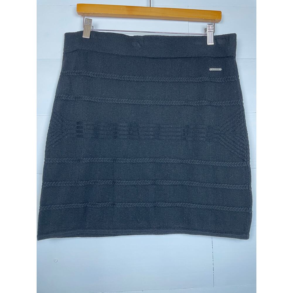 Smartwool Merino Wool Blend Cable Knit Mini Skirt Charcoal Black Sz XL